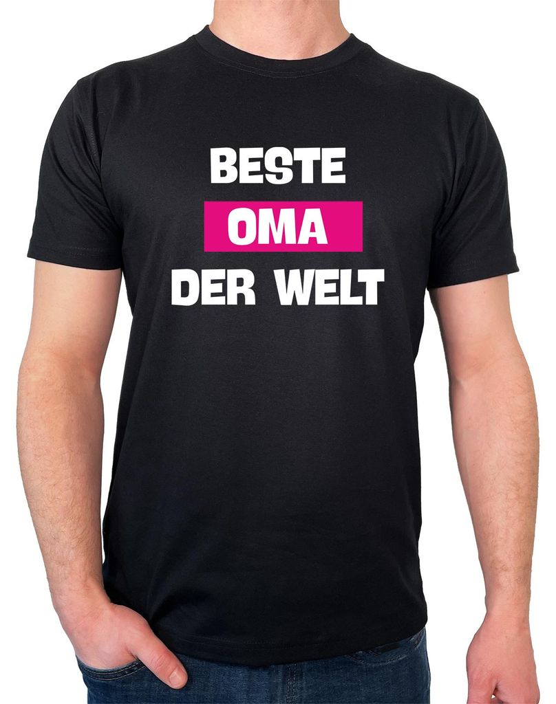 Huuraa Herren T-Shirt Beste Oma der Welt L Black Bio Baumwolle Fairtrade Herrenshirt Geschenkidee