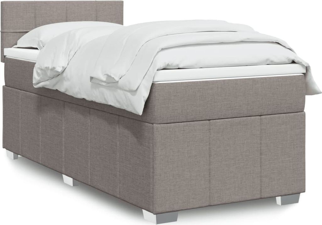 Design Möbel Boxspringbett mit Matratze Taupe 100x200 cm Stoff2024Klassische Betten 3748487