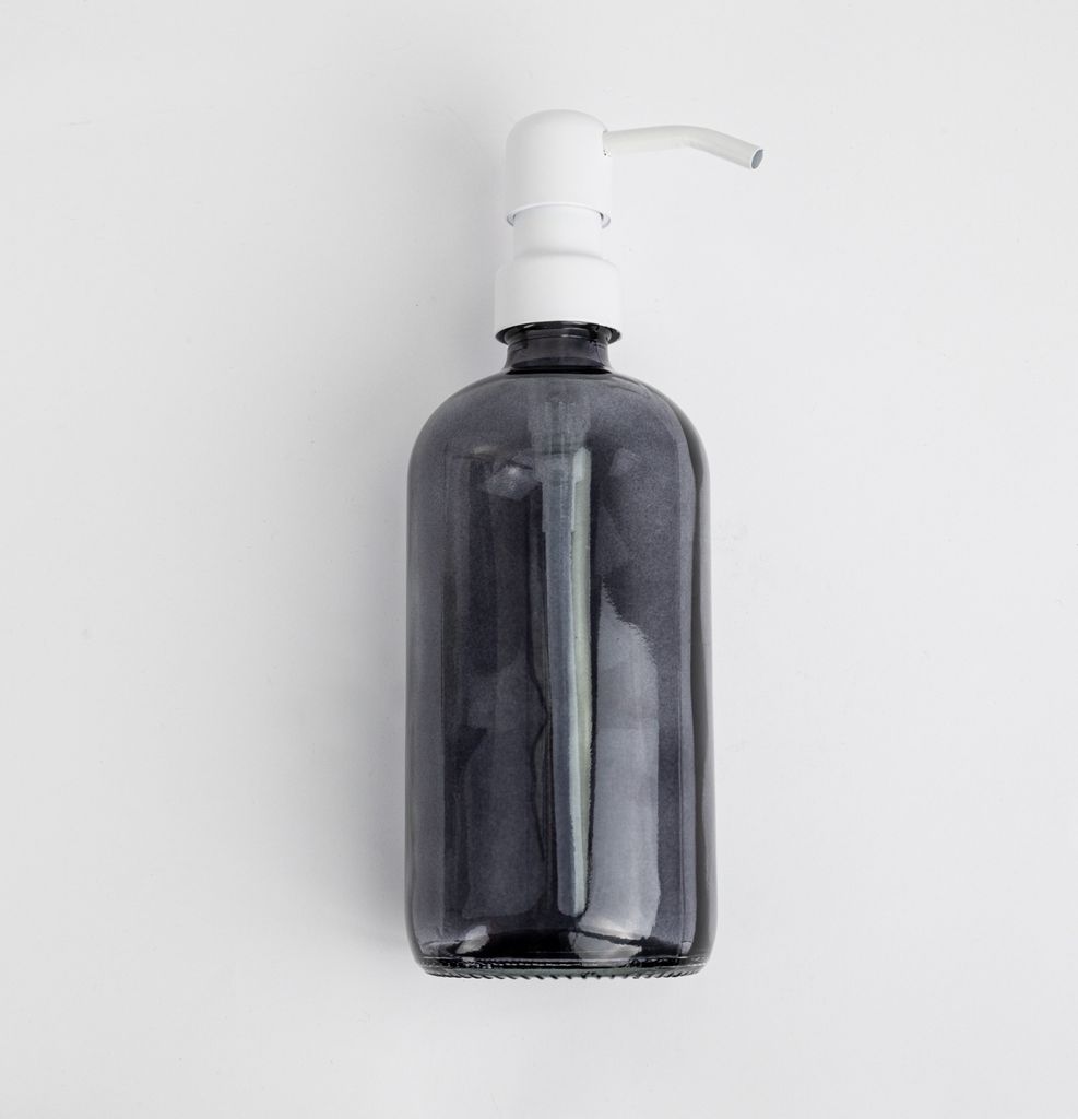 Natural Goods Berlin KLEAN Seifenspender mit Etiketten, hochwertiger & nachfüllbarer Seifenspender für Küche & Bad, transparent Schwarz, Edelsta...