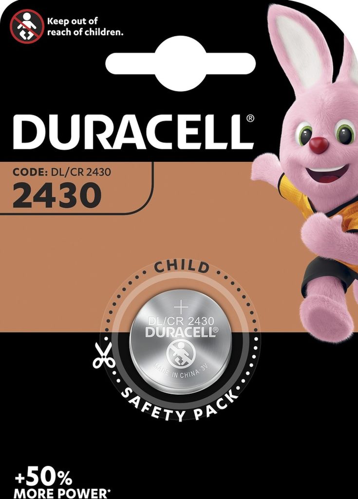 1x Duracell Batterie Elektronik 2430 Lithiumknopfzelle CR2430 3,0V