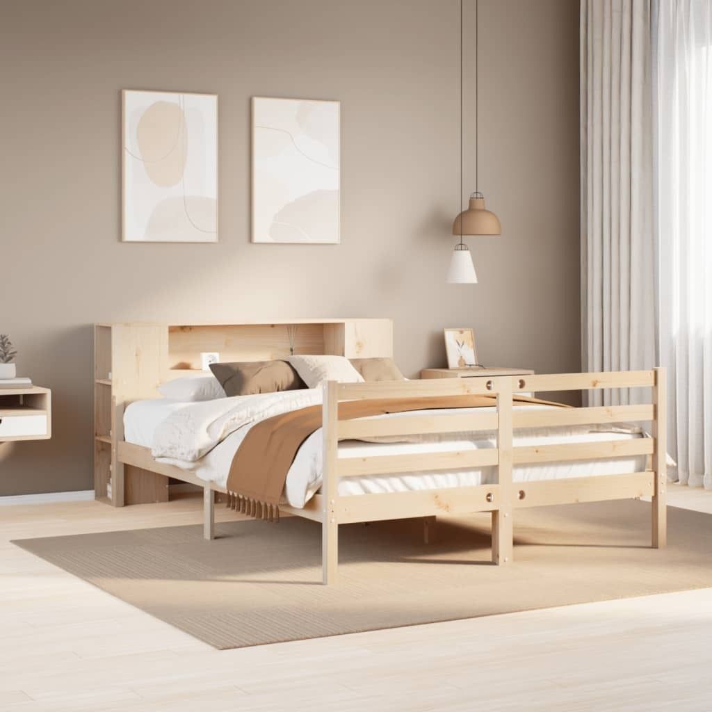 Maison Exclusive - Massivholzbett mit Regal ohne Matratze 140x200 cm Kiefernholz