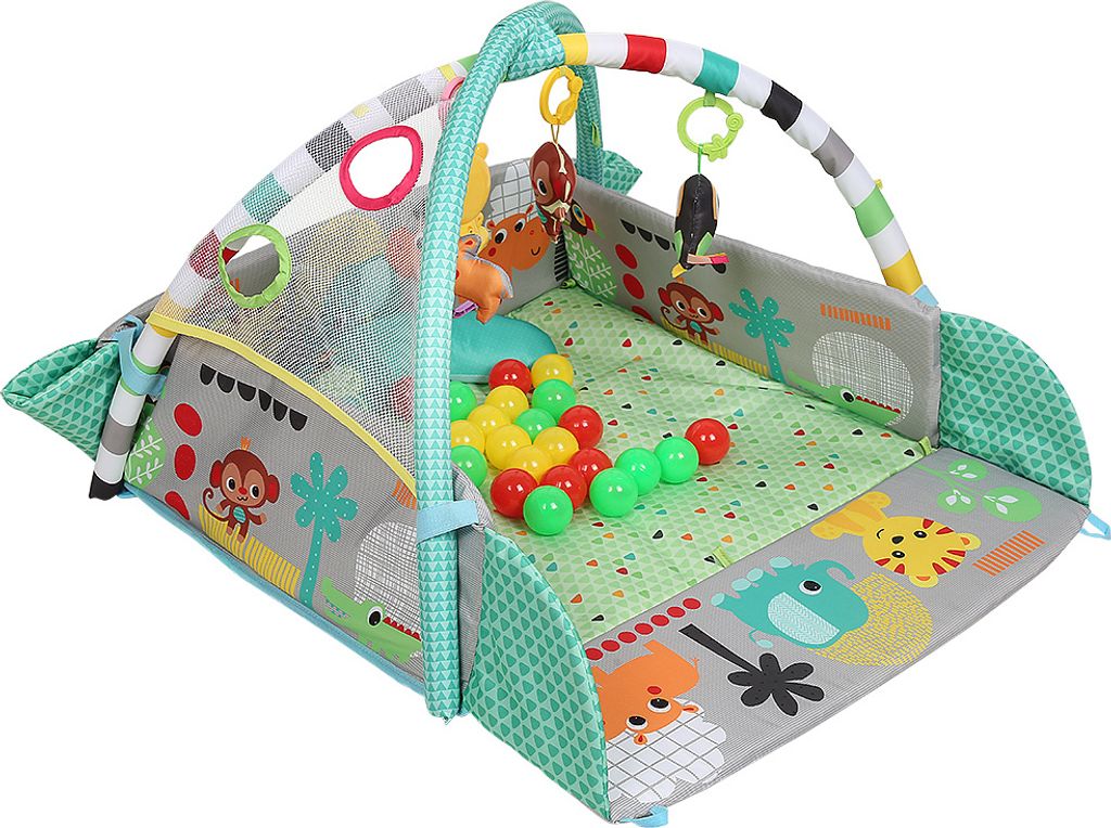 5 in 1 Baby Spieldecke Baby Spielmatte mit Spielbögen Krabbeldecke Spielmatte Blau