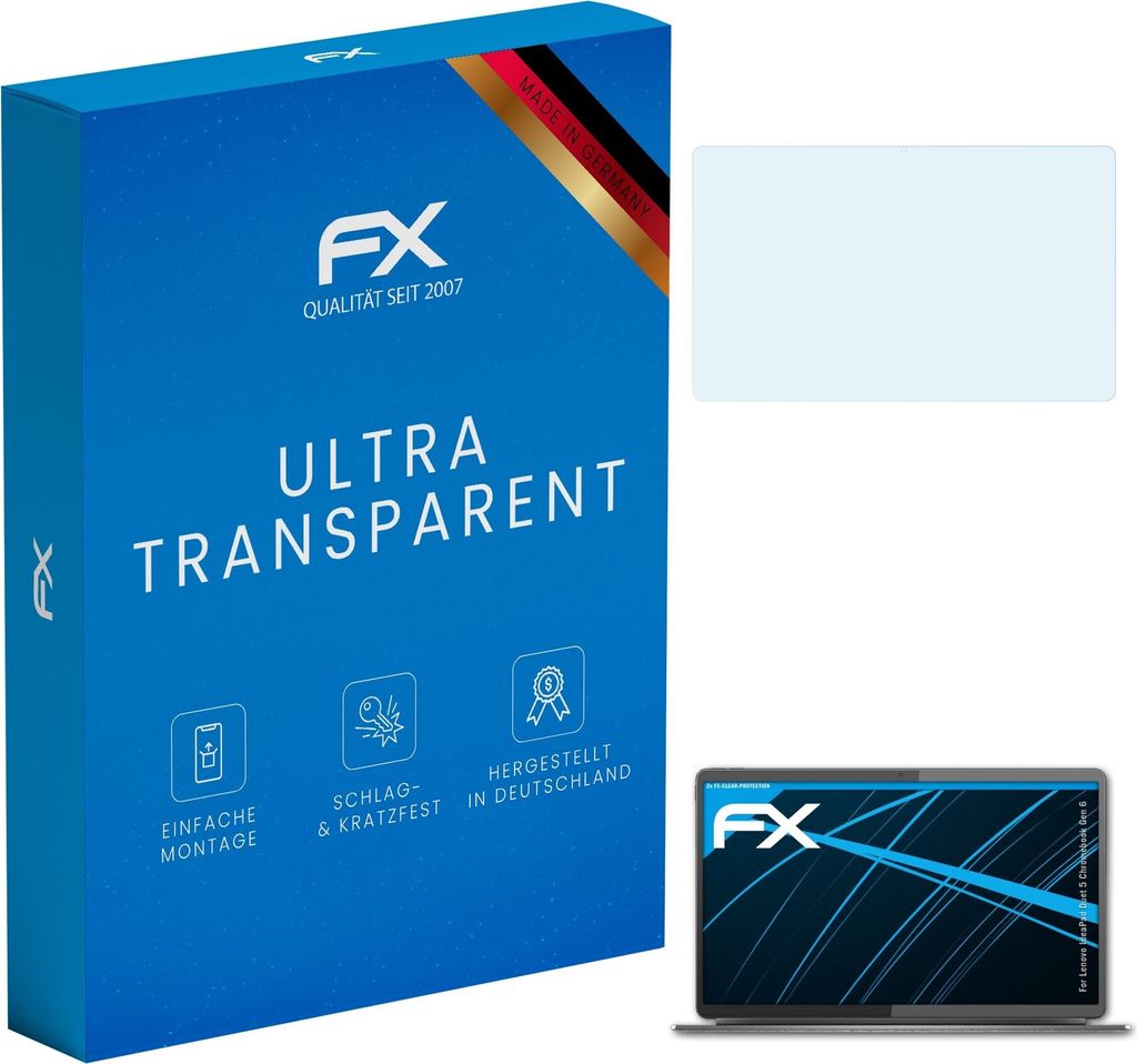 atFoliX FX-Clear 2x Schutzfolie kompatibel mit Lenovo Idea Pad Duet 5 Chromebook (Gen 6) Displayschutzfolie