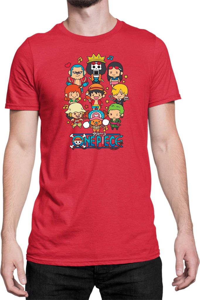 Herren T-Shirt Japan Anime Manga One Manga Piece Anime Heroes Chibi Heroes Chibi, Man 2XL / Rot