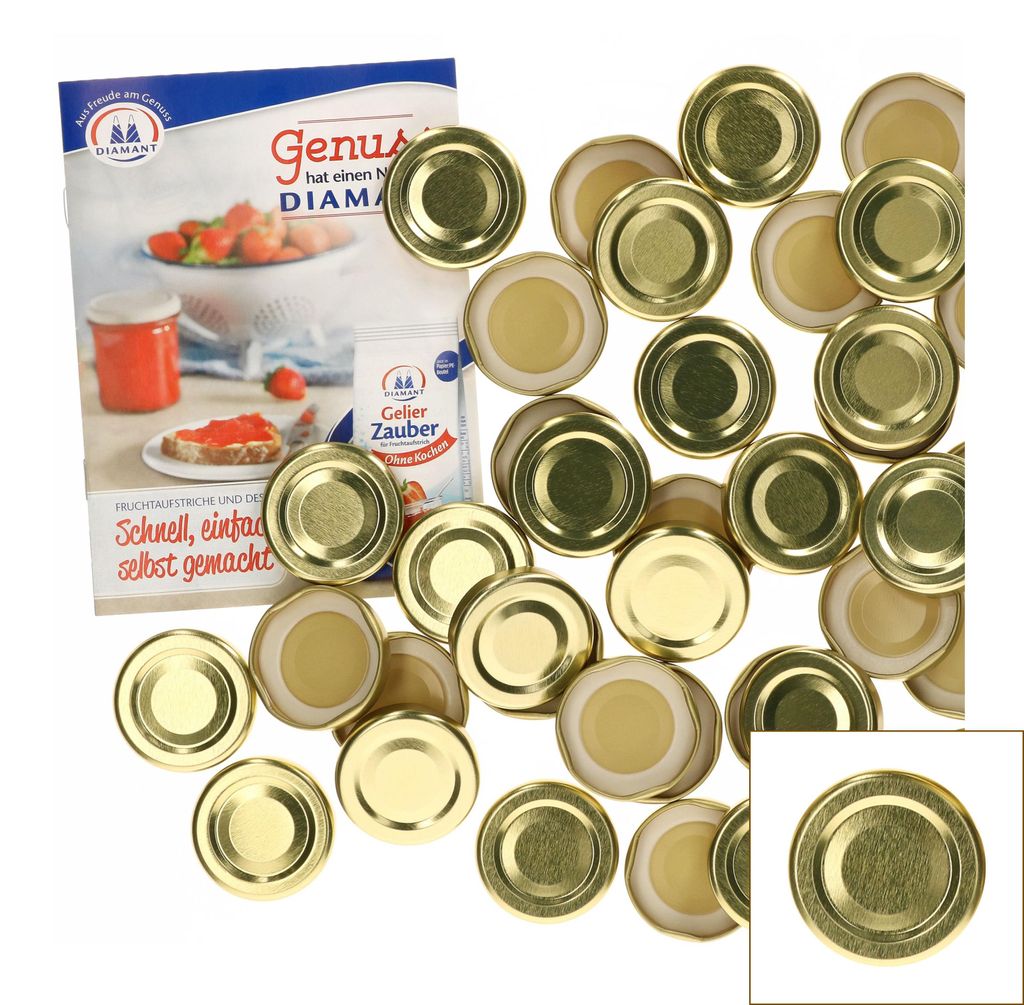 50er Deckelset TO43 Gold Deckel für Sturzgläser Rundrand Produktbild 