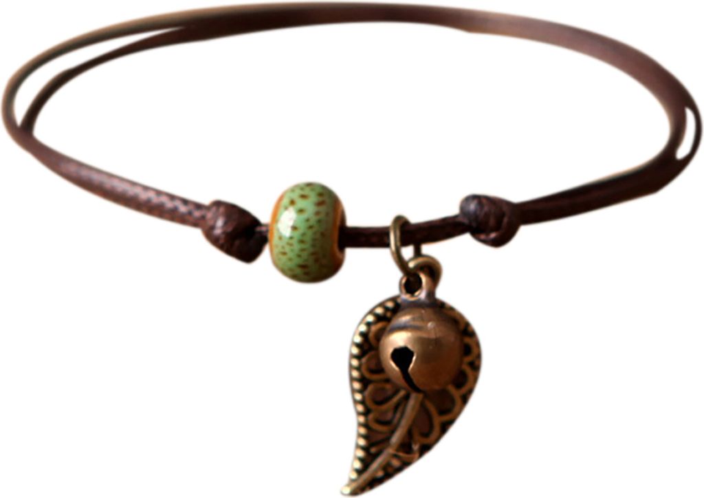 Keramik Perlen Armband Armreif Seil Kette Vintage Blatt Anhänger Paar Schmuck-3#