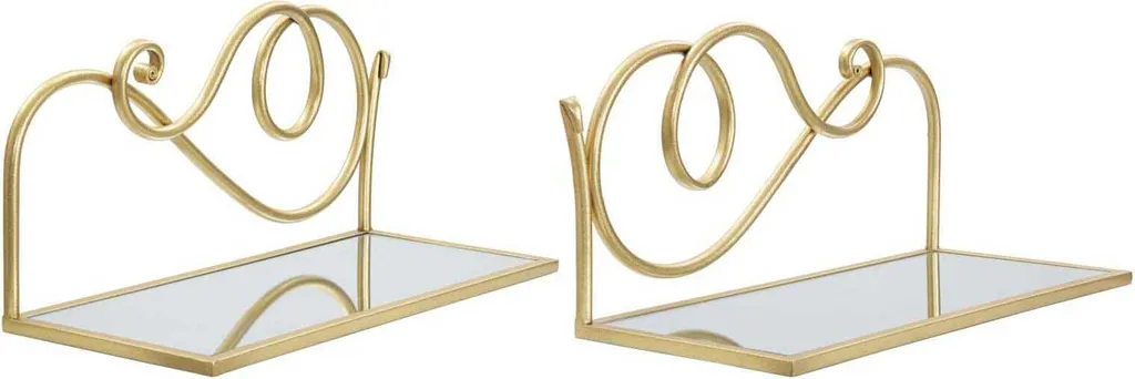 Mauro Ferretti Étagère Murale Or Lot de 2 Pièces 41,5x18x20,5 cm Chic