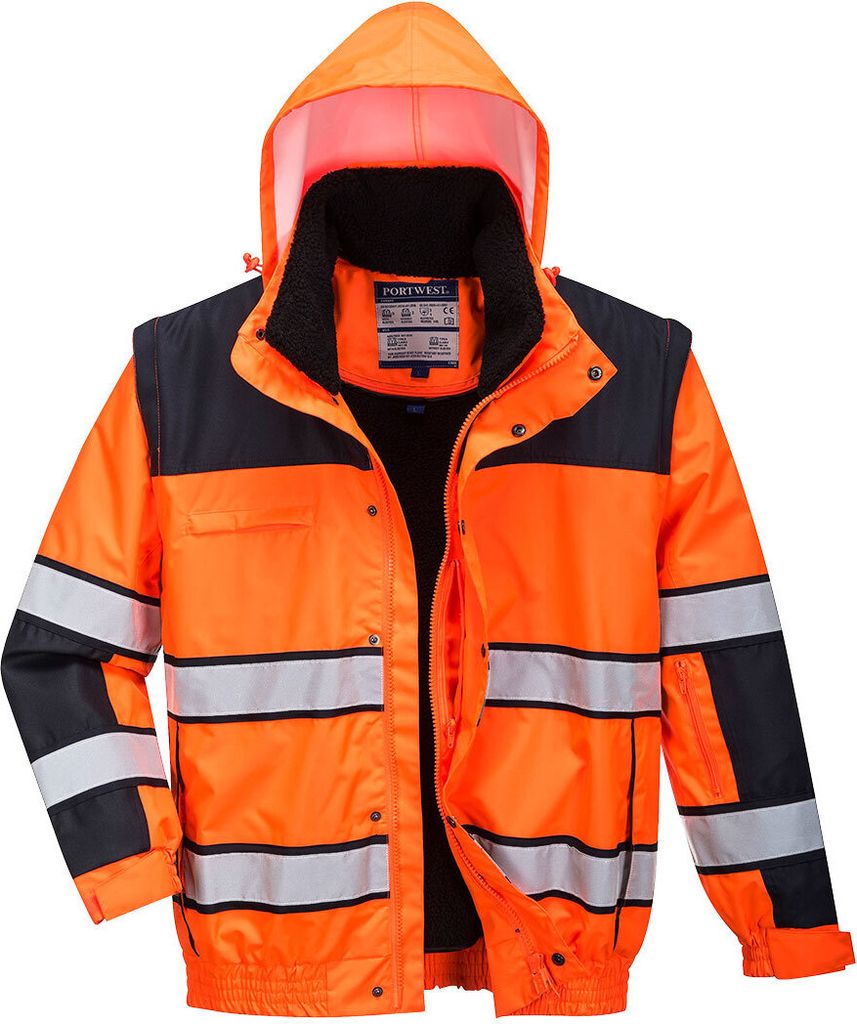 Portwest C466 Klassische Warnschutz-Pilotjacke Orange/Black Gr. XXXL