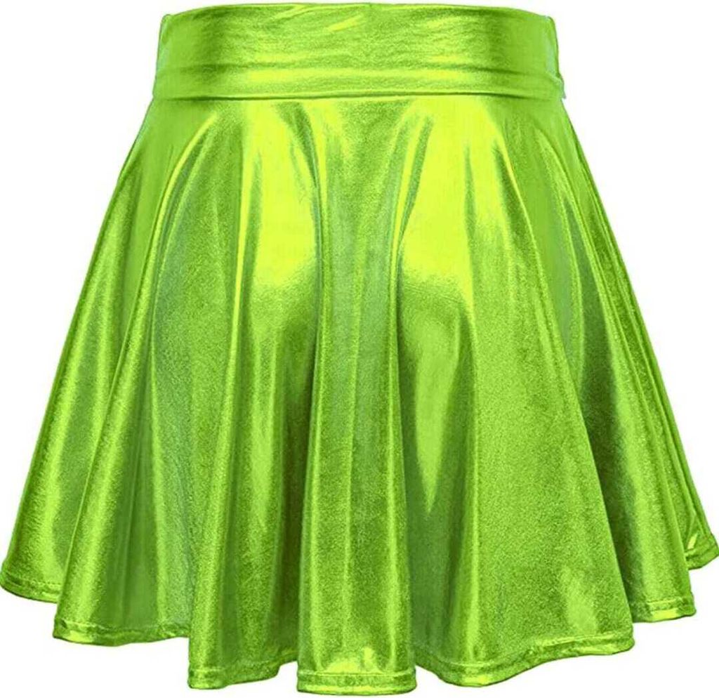 Damen Rock Gr. M Kurze Minirock Shiny Metallic Skater Rock Low Rise Röcke Tanz Tutu Party Club Kostüm