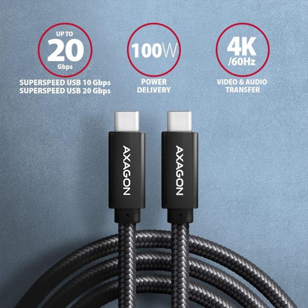 Axagon BUCM32-CM05AB, 0,5 m, USB C, USB C, USB 3.2 Gen 2x2, Obrázek produktu 