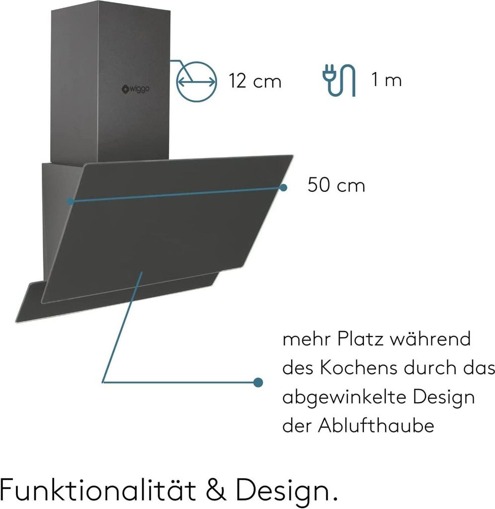 Wiggo Dunstabzugshaube 50cm kopffrei I Abluft Umluft Produktbild 5