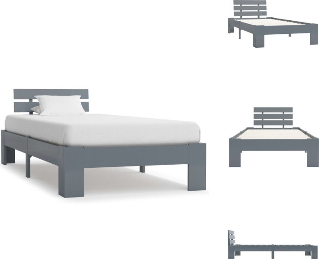 vidaXL Massivholzbett Grau Kiefer 100x200 cm - Betten & Bettgestelle