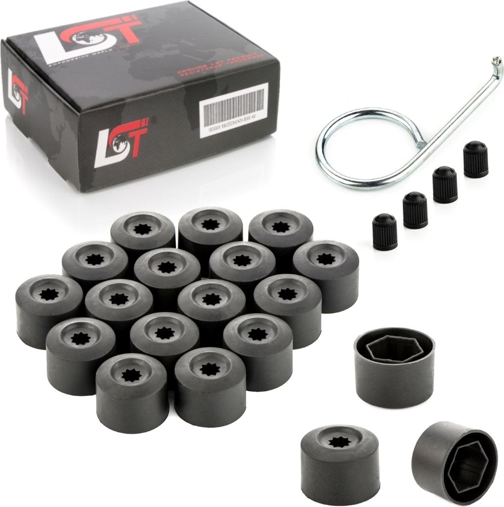20x Radschrauben Kappen Radschraubenkappen Set 17mm schwarz Produktbild 