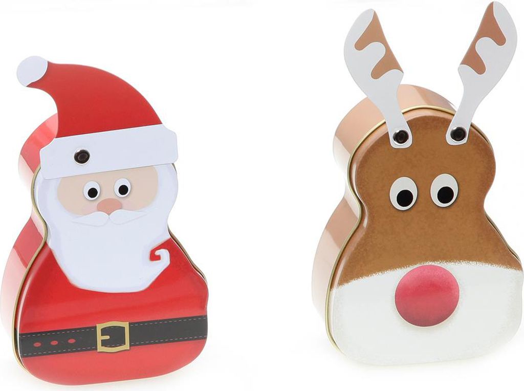 Santa & Rentier, 2 mini Blechdosen Vol. je 200ml mit PH24 Backrezept