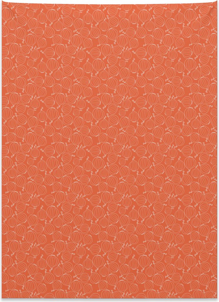 Abakuhaus Orange und Weiß Wandteppich, Umriss Zwiebeln aus Weiches Mikrofaser Stoff Kein Verblassen Klare Farben Waschbar, 110 x 150 cm, Dunkelora...