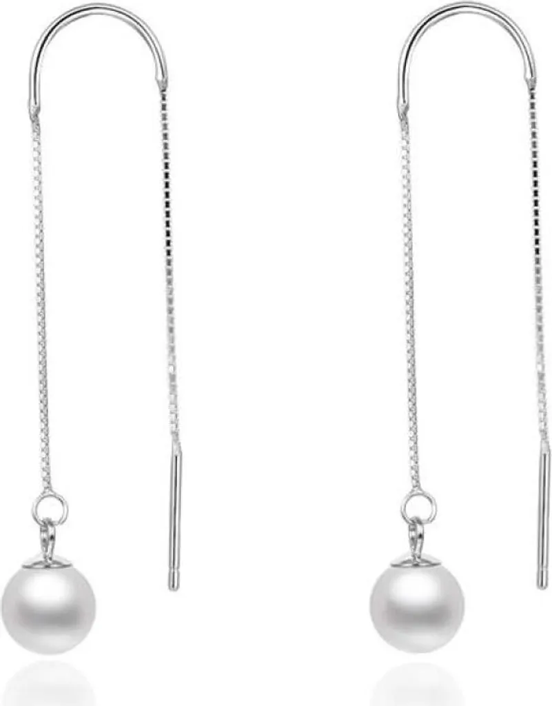 Boucles d'oreilles perles argentées légères sans irritation AGUV - 2