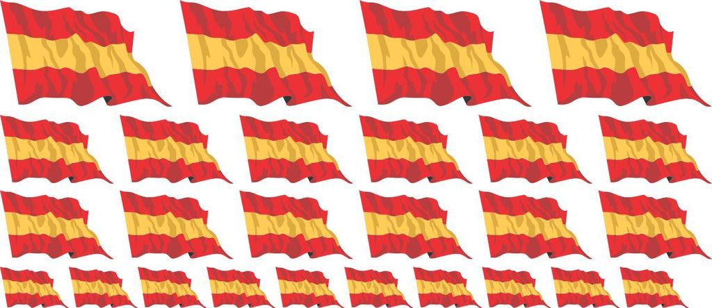 Mini Aufkleber Set - Pack wehend - 4x 51x31mm+ 12x 33x20mm + 10x 20x12mm- selbstklebender Sticker - Spanien - Flagge / Banner / Standarte fürs Aut...