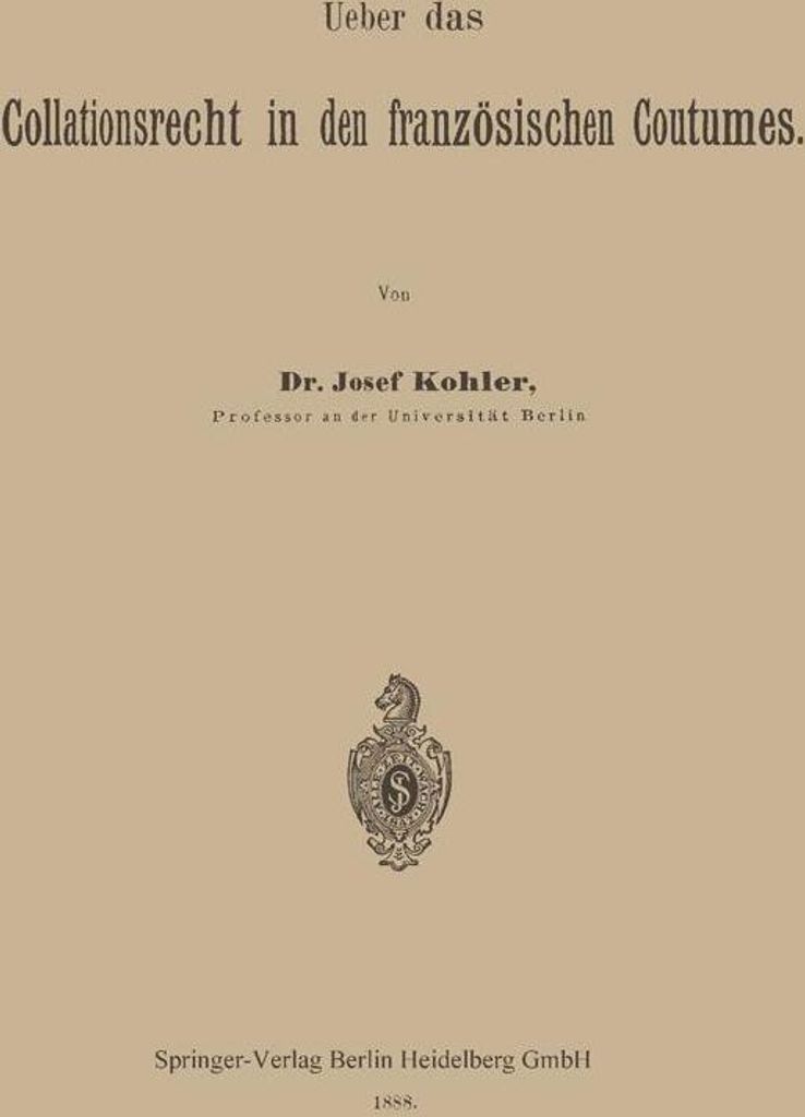 Ueber das Collationsrecht in den französischen Coutumes