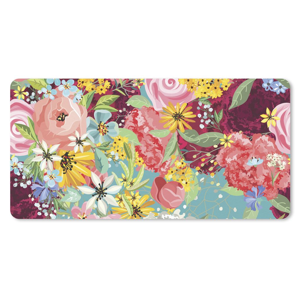 MuchoWow Schreibtischunterlage Eine farbenfrohe Illustration mit Blumenmuster 80x40 cm - XXL Mauspad - Gaming Mauspad
