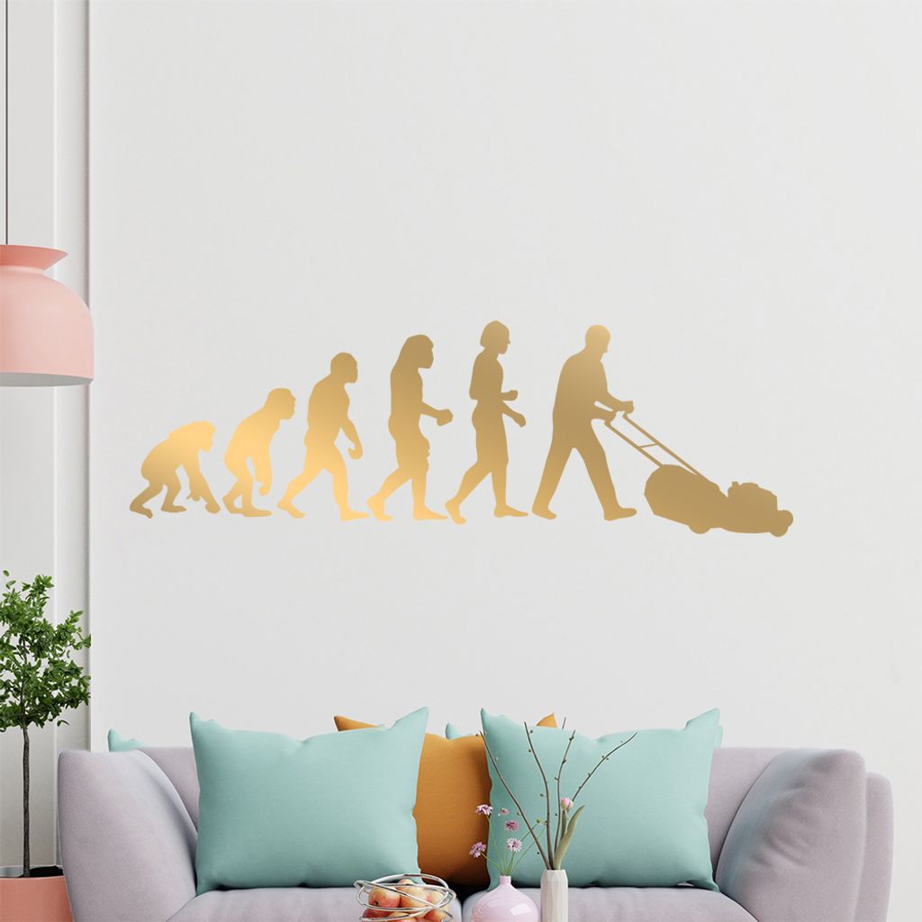 KIWISTAR Evolution - Rasenmäher Hexler Gras Roboter Wandtattoo in 6 Größen - Wandaufkleber Wall Sticker - Dekoration, Küche, Wohnzimmer, Schlaf...