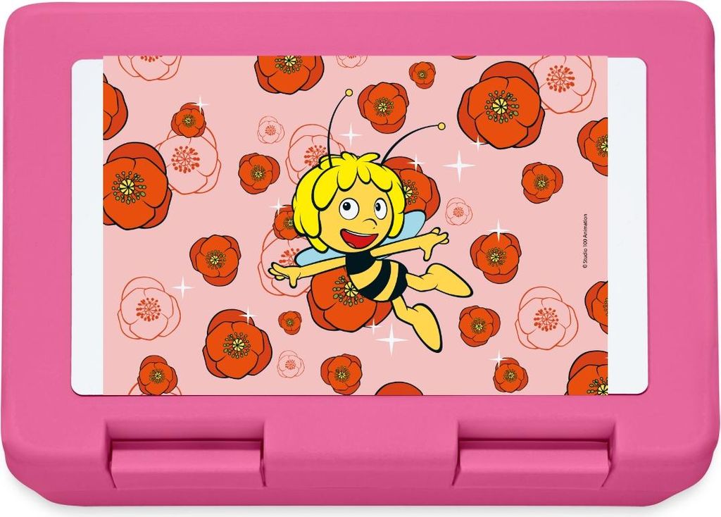 Spreadshirt Biene Maja Mit Blumen Brotdose Lunchbox, One size, Pink