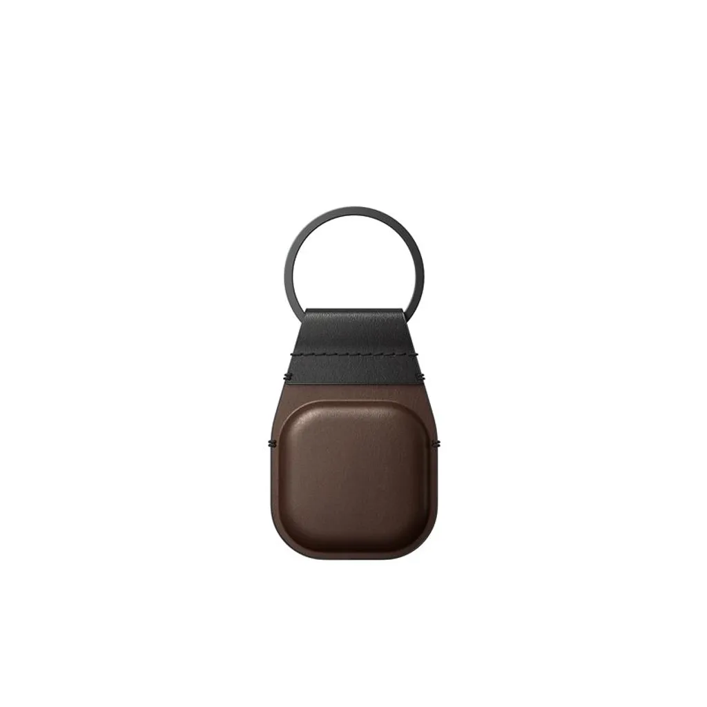Porte-clés AirTag Nomad en cuir marron Horween et acier robuste