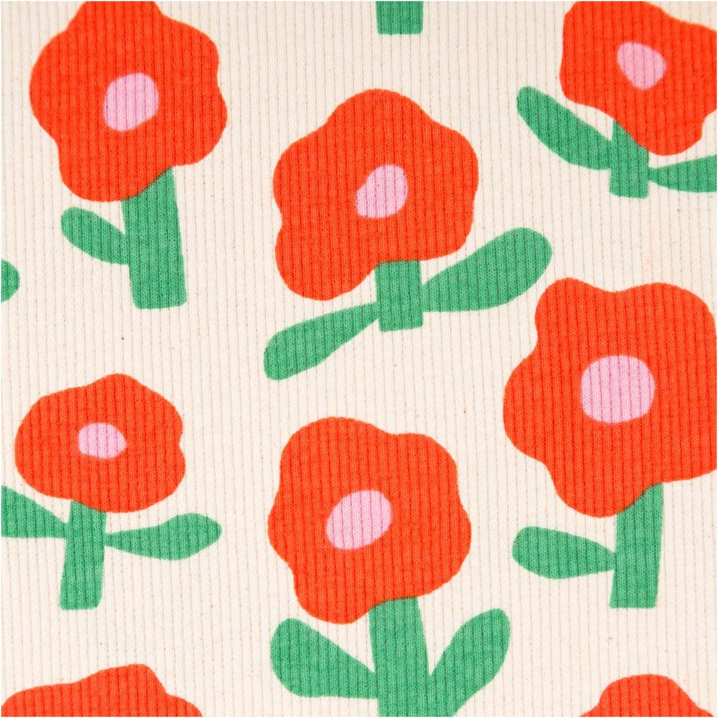 Bio Rippjersey Blumen Jennifer Bouron natur rot 1,20 m