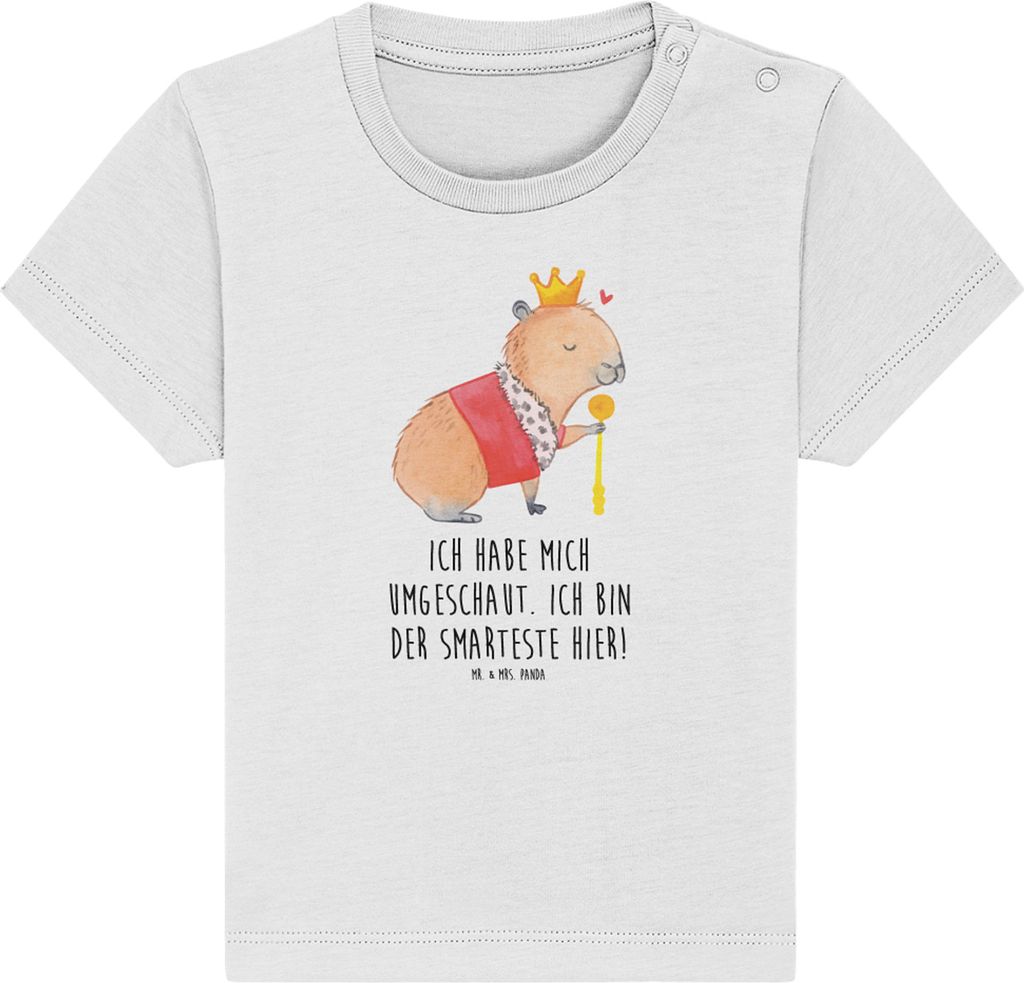 Mr. & Mrs. Panda T-Shirt Capybara König 6. - 12. Monat - Weiß - Geschenk, Lustige Sprüche, Öko Baby, Oberteil, Kinder, Kurzarmshirt, Babyshirt