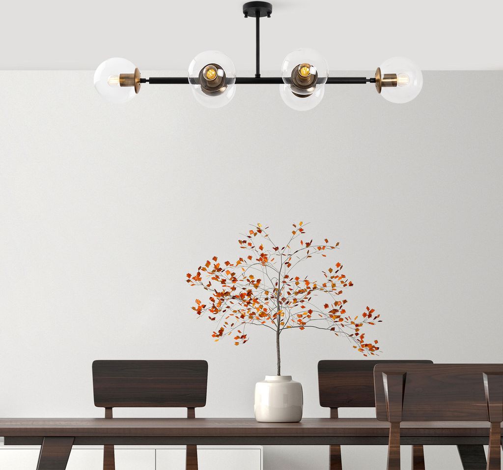 Opviq, Fazli- Fazli FLG, Schwarz, Kronleuchter, 110 x 40 x 35 cm, Metallkörper