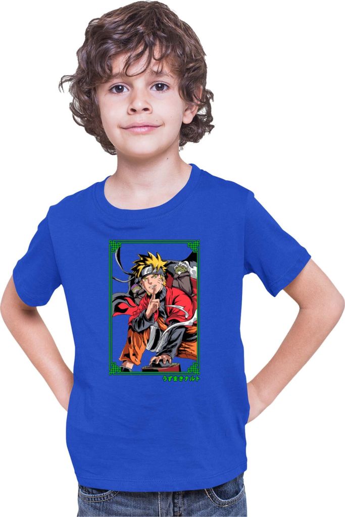 Kinder T-Shirt Japan Anime Manga Naruto Sage Frog, 9-11 Jahr - 140 / Blau