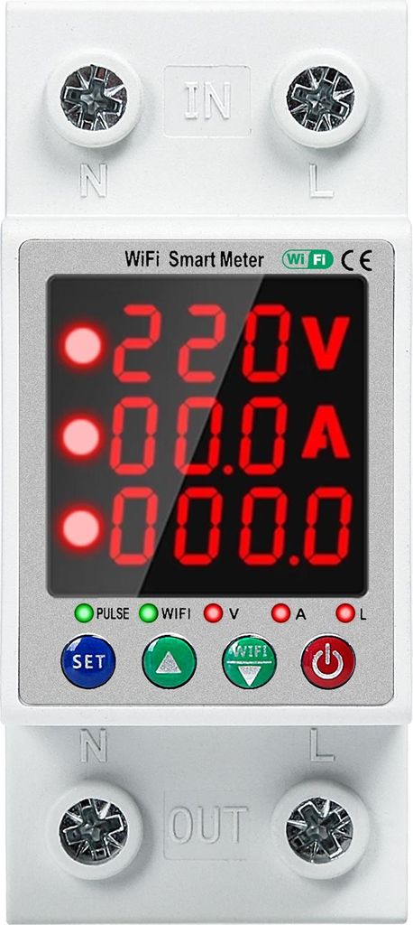 Tuya WiFi Intelligenter Energiezähler 2P 63A mit Überspannungs- & Unterspannungsschutz, Fernsteuerung und Digitalanzeige