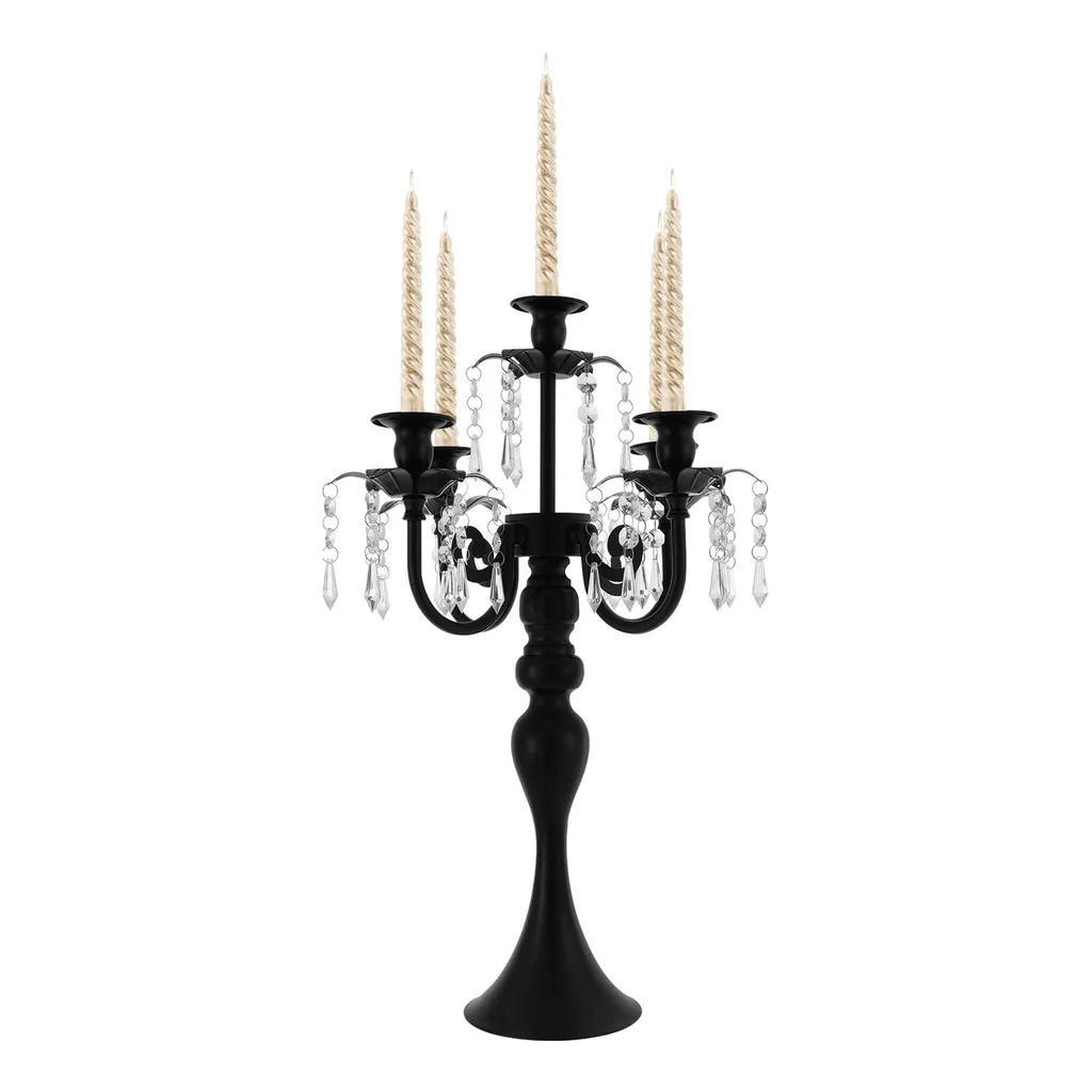 Grand Bougeoir 5 Bras Noir 36*51.5cm - Candélabre de Luxe Lot de 4