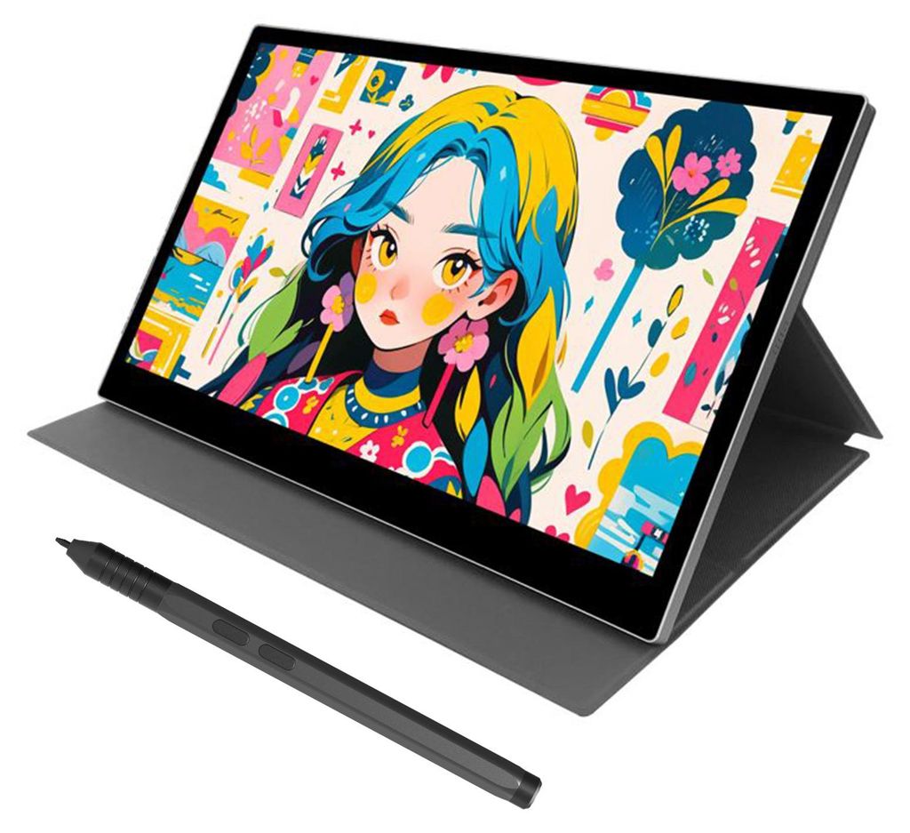 15,6-Zoll-Grafik-Zeichentablett mit Display, 16.384 Druckstufen, volllaminierter Bildschirm, 120 % sRGB, 1920 × 1080, batterieloser Stylus-Stift