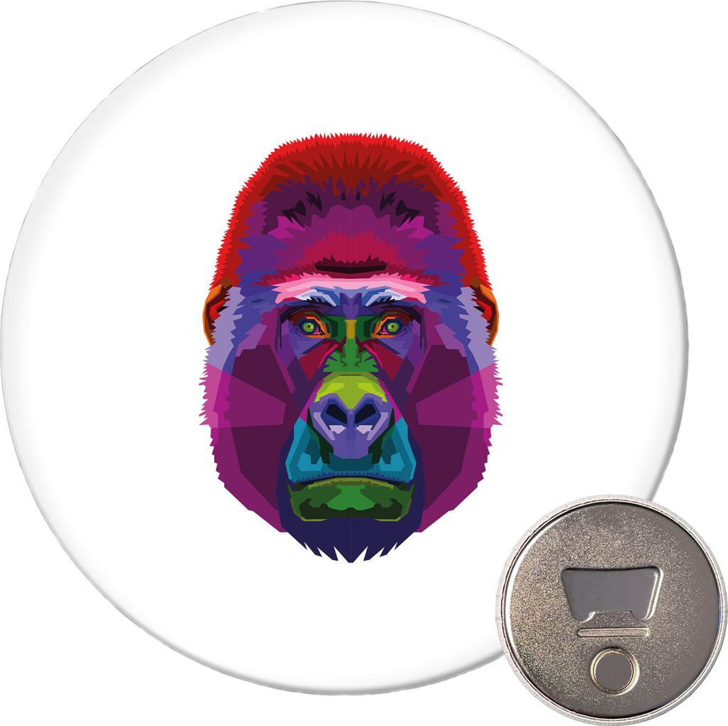 Huuraa Magnet Gorilla Colorful 59mm Kühlschrankmagnet rund Flaschenöffner Geschenkidee