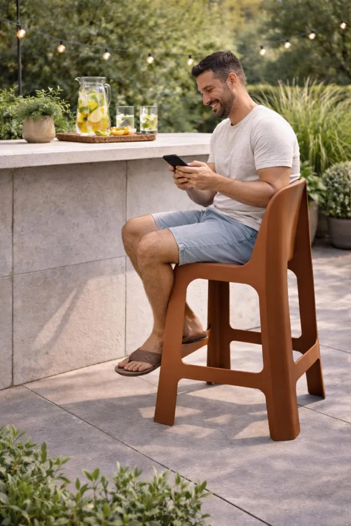 Tabouret de jardin lounge brun exclusif pour bar extérieur élégant