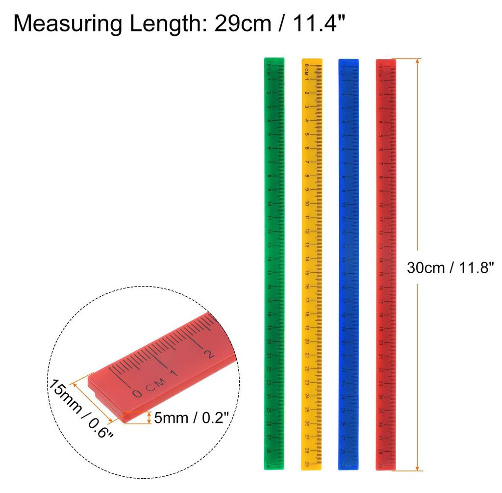 5Stk Whiteboard Magnetisches Lineal 29cm Metrische Tafel Gerade Lineale Bš¹ro Messwerkzeug