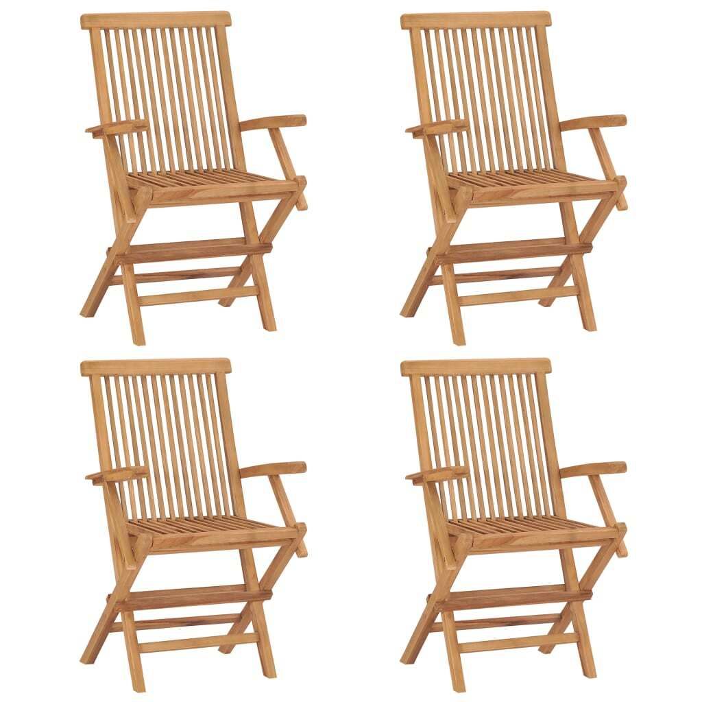 Gartenstühle mit Grauen Kissen 4 Stk. Massivholz Teak , Gartenstühle Design 2024