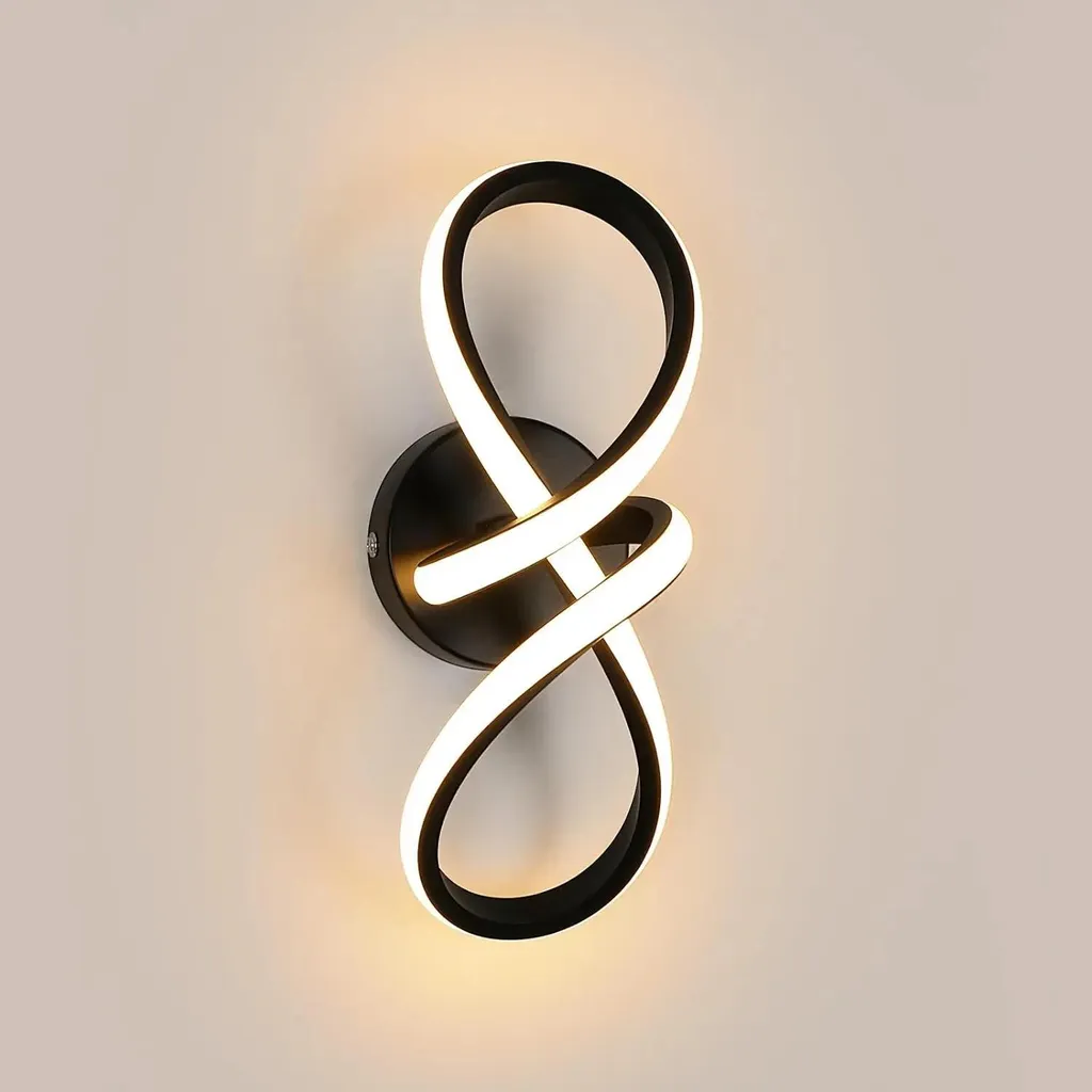 Lampe murale moderne LED 20W noire luminaire design intérieur 220V AC