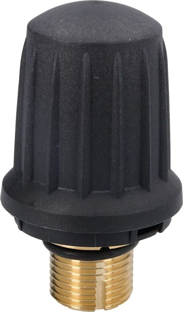 A black and gold threaded cap with a ribbed texture.