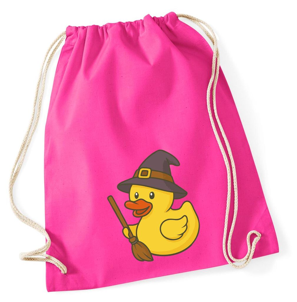 Huuraa Turnbeutel Quietscheente Hexe Comic Gummiente 12 Liter Fuchsia Baumwolle Rucksack Geschenkidee