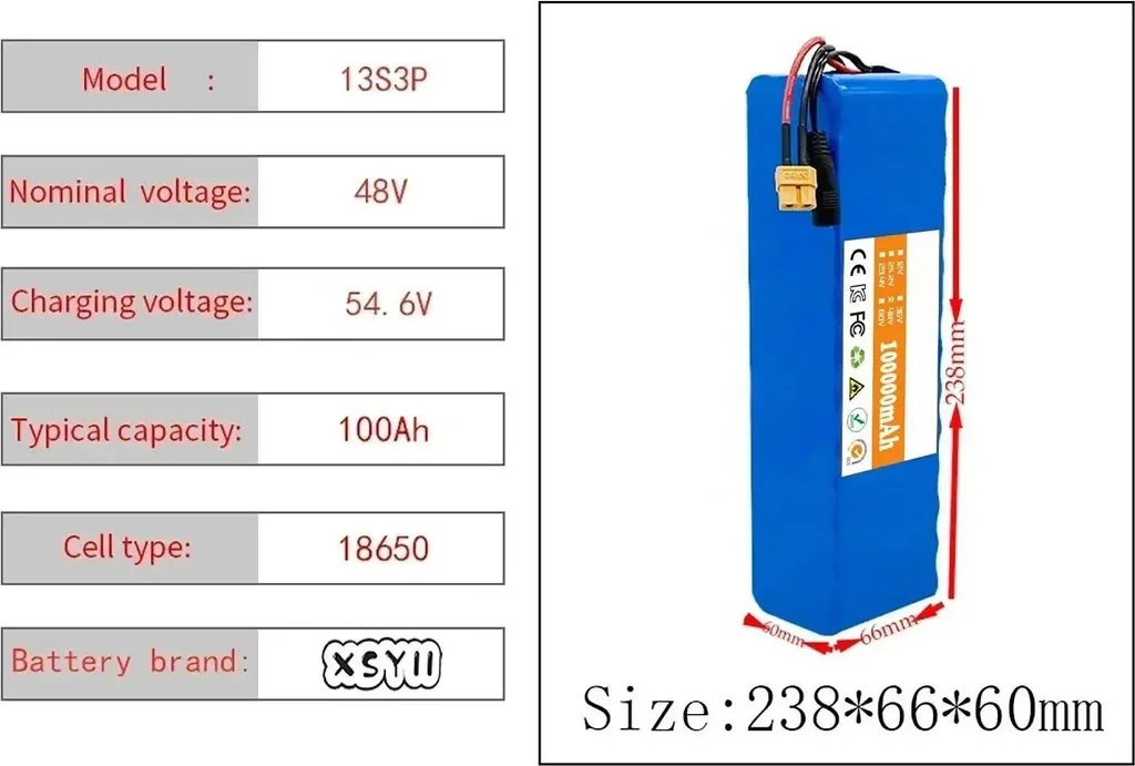 Batterie de Remplacement pour Vélo Électrique 48V 100Ah Lithium Violette - 4