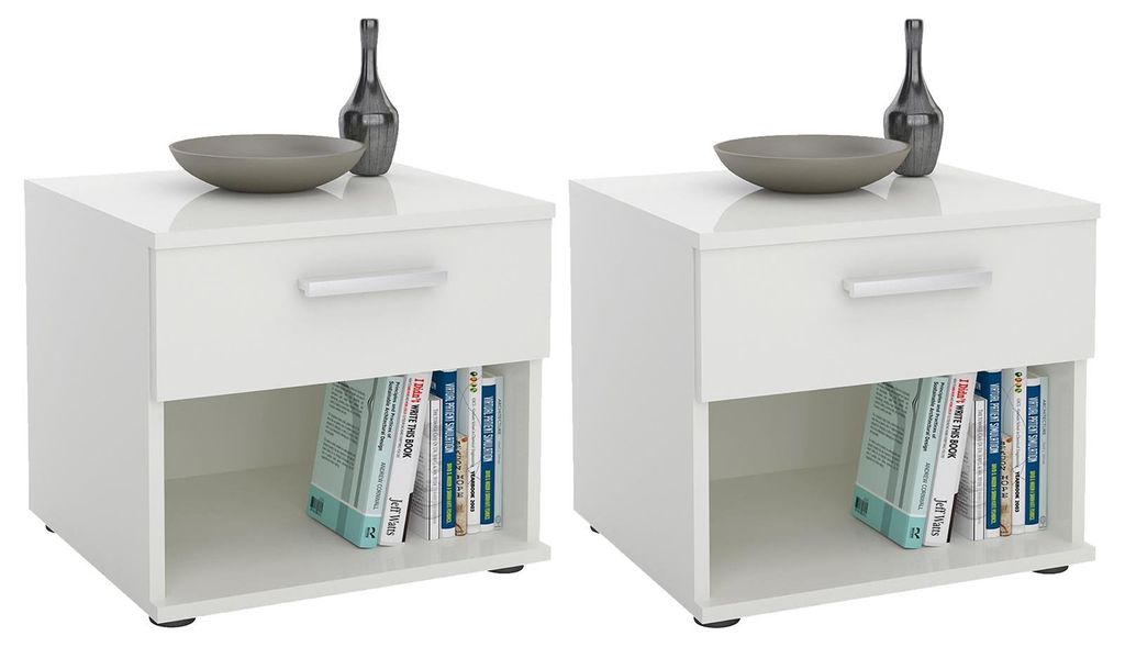 Comodino MARY in set da 2 pezzi: comodino bianco con Immagine del prodotto 