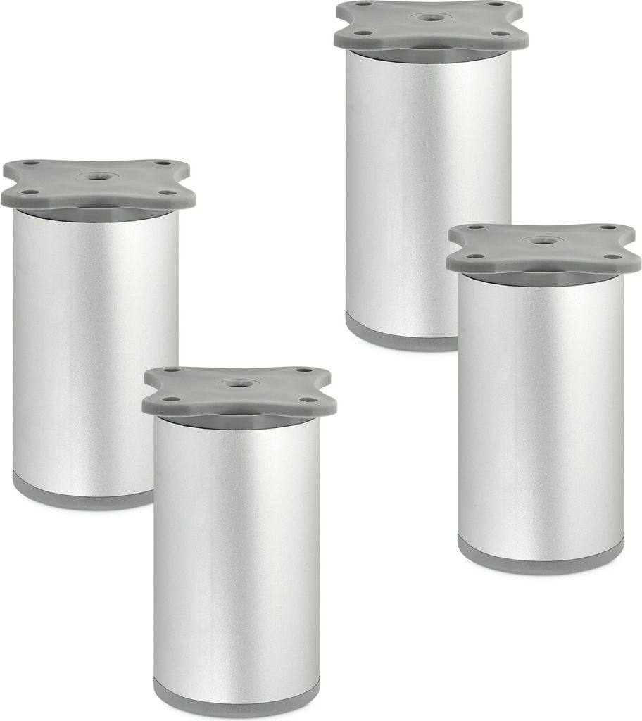 4er Set Möbelfüße ECHO 80 mm Silberoptik eloxiert