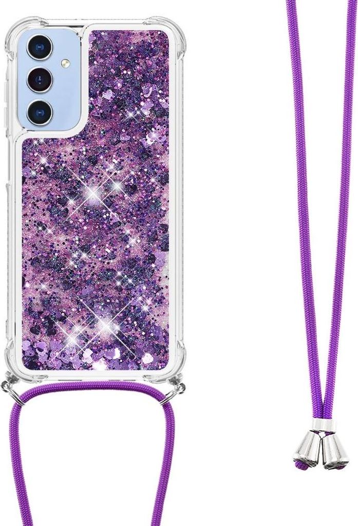 Samsung Galaxy A16 Hülle - Coverup Liquid Glitzer Back Cover mit Handykette - Violett