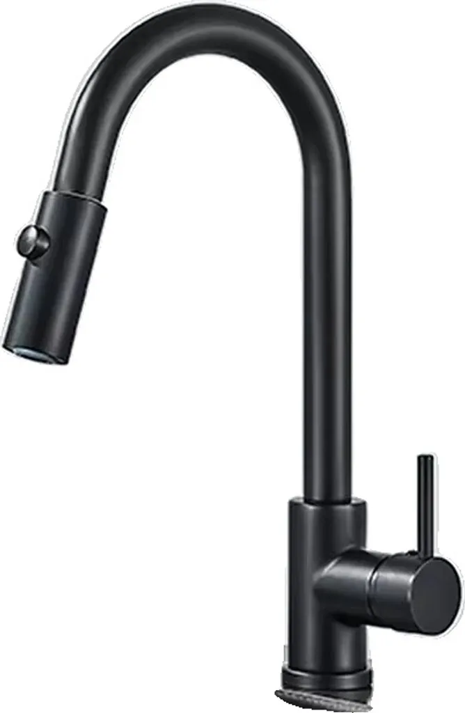 Rubinetto Cucina Nero Opaco Bassa Pressione Inox Design Moderno