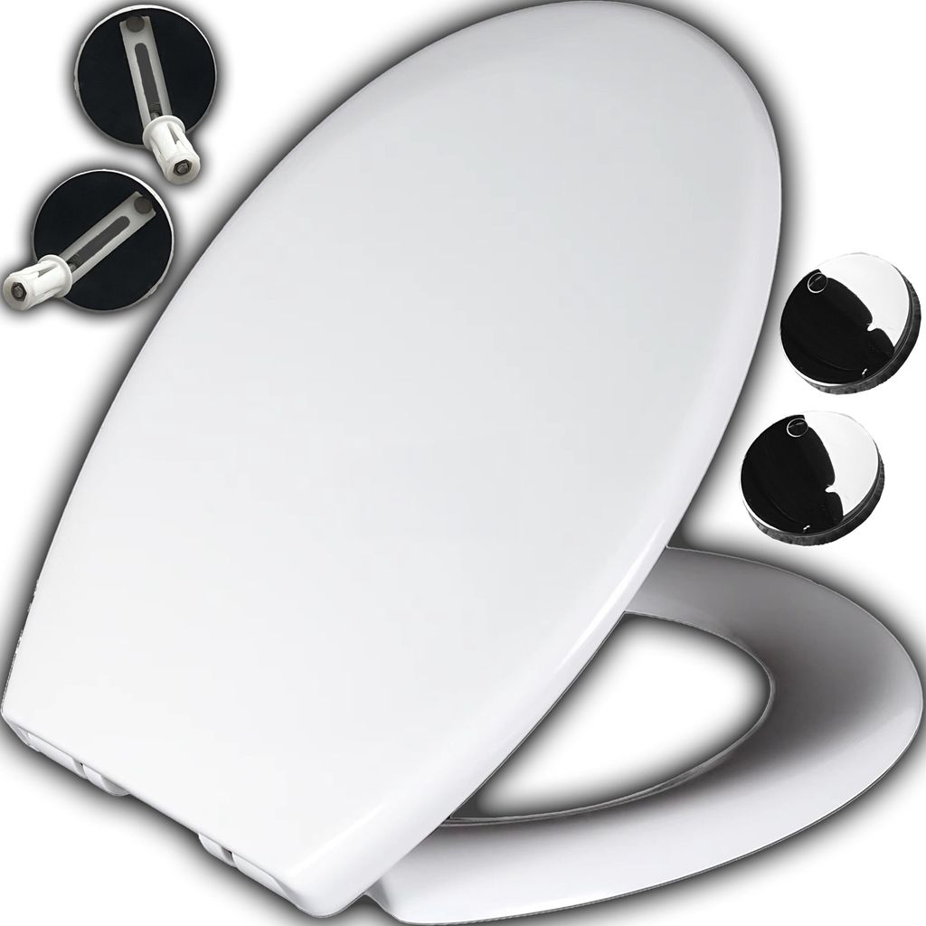 WC-Sitz mit Absenkautomatik Toilettendeckel Toilettensitz Klobrille Klositz Klodeckel Duroplast Softclose Quick-Release-Funktion Weiß Retoo