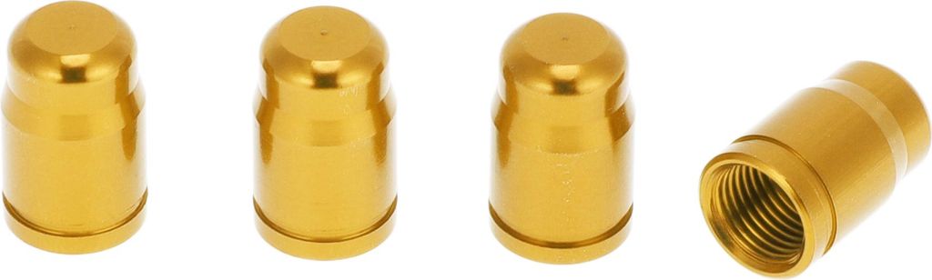 Reifenventilkappen Dekoratives Gold Ton Polierte Oberfläche Reifenventil Staubabdeckungen 7x16mm Aluminiumlegierung 4 Stück
