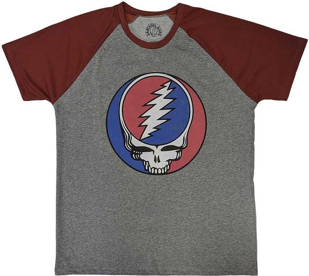Grateful Dead - "Steal Your Face Classic" T-Shirt für Herren/Damen Uni Raglanärmel RO10237 (L) (Grau/Rot)