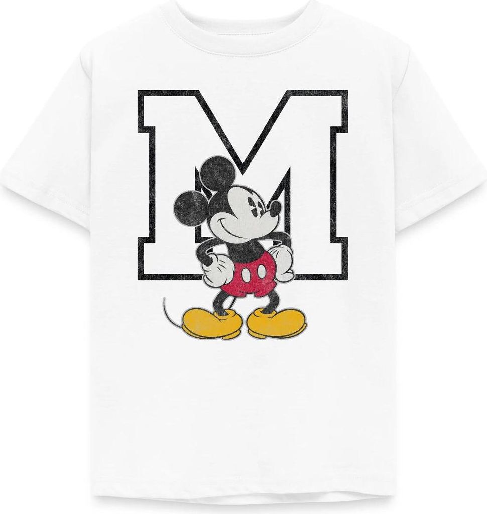 Mickey & Minnie Klassisches Mickey Motiv Mit M Kinder T-Shirt, 98/104 (3-4 Jahre), Weiß