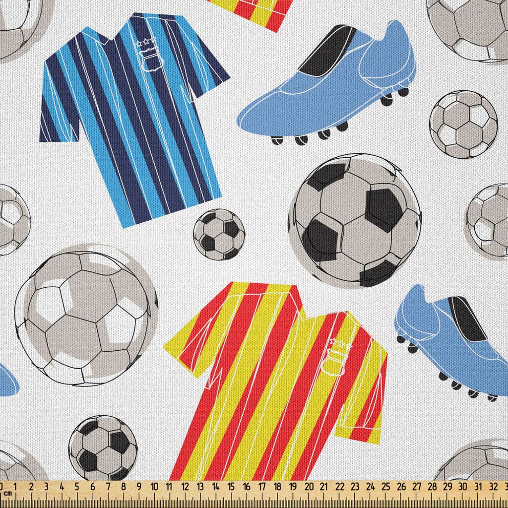 ABAKUHAUS Fußball Microfaser Stoff als Meterware , Sport-Kleidung-professioneller Spieler-Athlet Shoes-Hand gezeichnetes Art-Liga-Match-Spiel, 2 M...